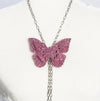Hot Pink Rombe Metallic Glitter Butterfly Clip | Pin | Choker | Necklace I Hair Pin - Fashion Butterflies